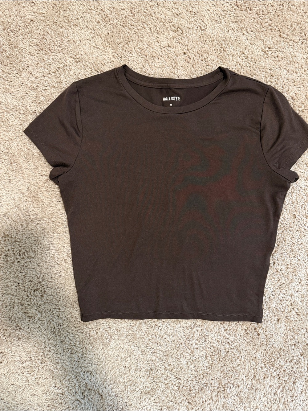 Hollister Women's Short Sleeve Crew Neck Crop Top - Dark Brown
